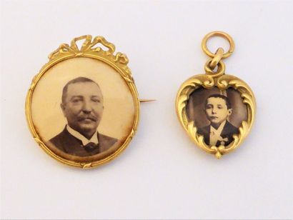 LOT en or 18k (750/°°) composé d'une broche...