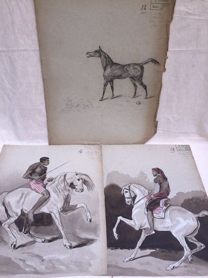 Dessins d'école (Polytechnique) signés, fin...