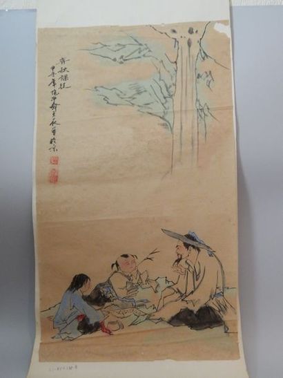 Peinture de Li Keran (1907-1989), encre polychrome...