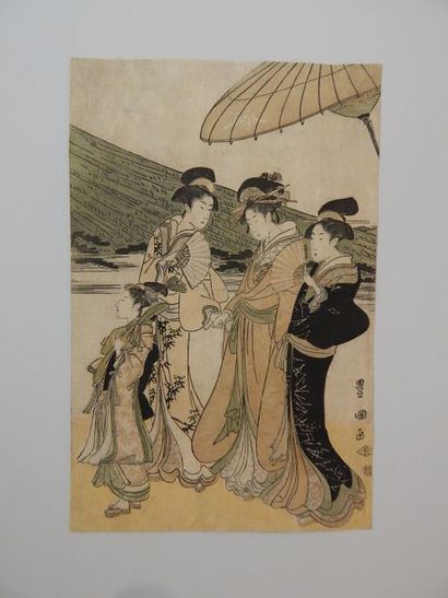Toyokuni. Partie de pentaptyque. Procession...