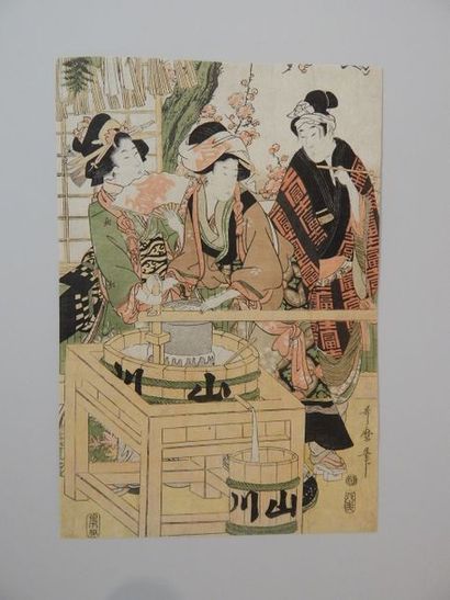 Utamaro. Partie de tryptique. Fabriquant...