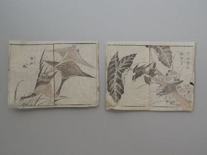 Hokusai Gafu. Deux planches d’oiseaux.