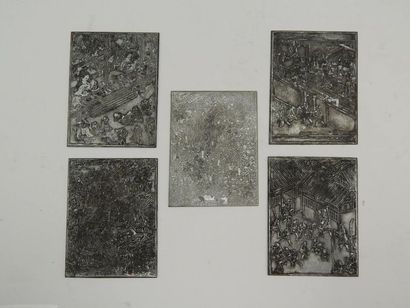 Cinq plaques à impression. L : 8.5 x 11 ...
