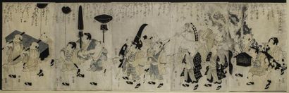 Eizan (1787-1887), pentaptyque, oban tate-e,...
