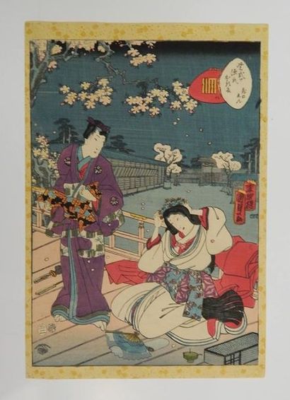 Kunisada, série du prince Genji, couple sur...