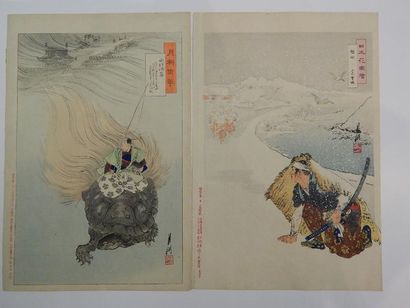 Ogata Gekko, trois estampes. Vers 1890