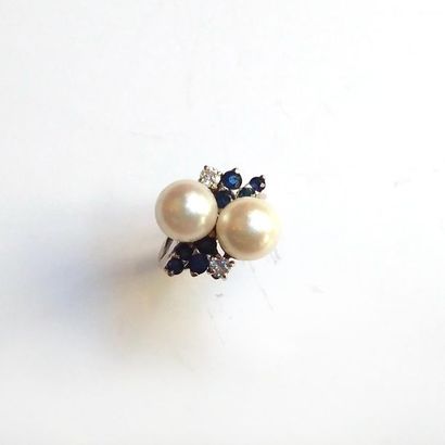 BAGUE TOI ET MOI en or gris 18K (750/°°)...