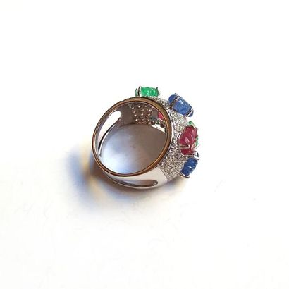 BAGUE BANDEAU en or gris 18K (750/°°) sertie...