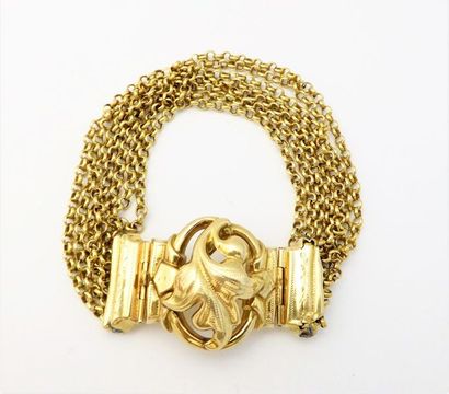 BRACELET en or 18K (750/°°) multi rangs maille...