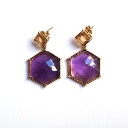 PAIRE DE PENDANTS D'OREILLE en argent doré...