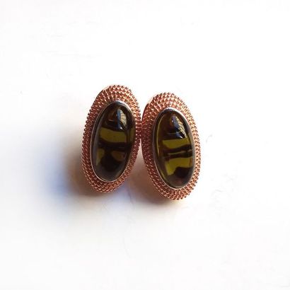 PAIRE DE BOUCLES D'OREILLE en argent doré...