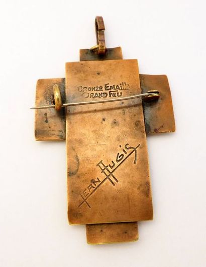 JEAN AUGIS. PENDENTIF broche en bronze et...