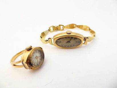 MONTRE en or jaune 18K (750/°°) à remontage...