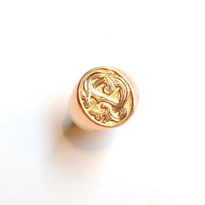 CHEVALIERE D'HOMME en or jaune 18K (750/°°),...