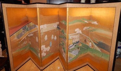128 K - Deux paravents, à décor de scènes...