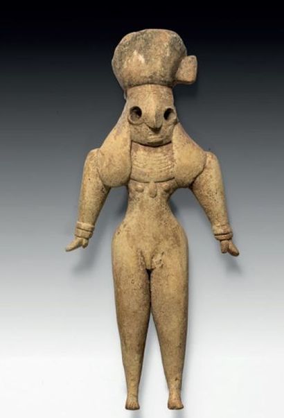 Figure masculine debout au turban, en terre...