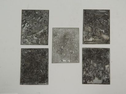 Cinq plaques à impression. L : 8.5 x 11 ...