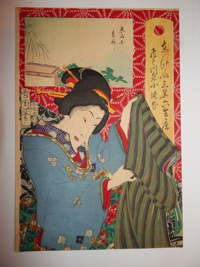 Kunichika. 1835-1900 Femme choisissant une...