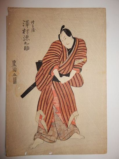 Toyokuni Ier. Acteur tenant un katana, vers...
