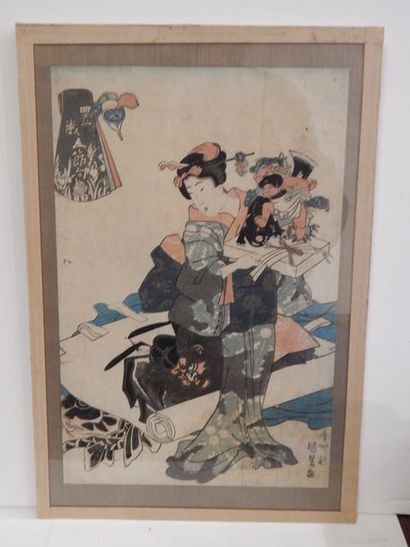Kunisada. Oban tate-e, série amusements des...