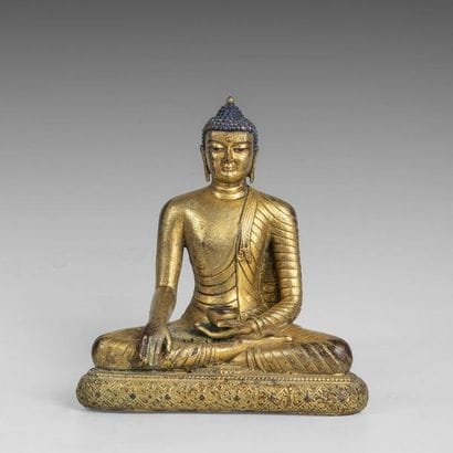 Bouddha de la médecine, en bronze doré ....
