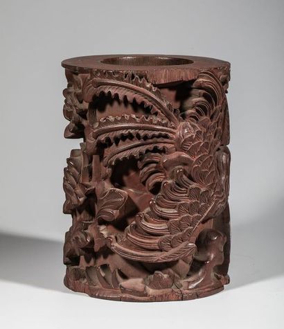 Bitong porte-pinceaux en bois, sculpté de...