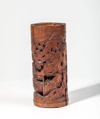 Paire de bitong porte-pinceaux en bambou,...