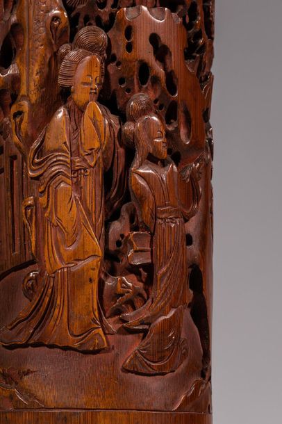 Etui à herbes odorantes en bambou, sculpté...