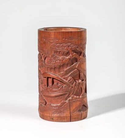 Bitong porte-pinceaux en bambou, sculpté...