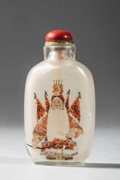 Flacon tabatière en pâte de verre, à décor...
