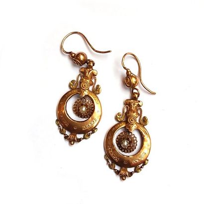 Paire de PENDANTS D'OREILLE en or jaune 18k...