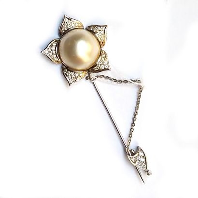 BROCHE en or gris 18k (750°/°°) figurant...
