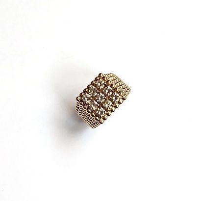 Bague Chevalière en 2 ors, jaune et gris...