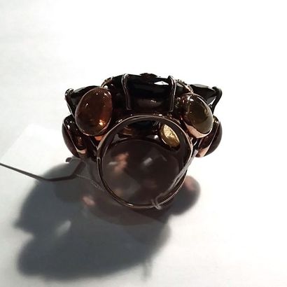 PIETRA DURA - IMPORTANTE BAGUE FLEUR en argent...