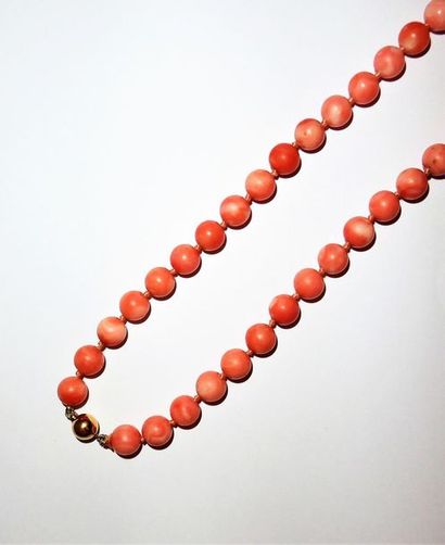 COLLIER choker en perles de corail peau d'ange,...