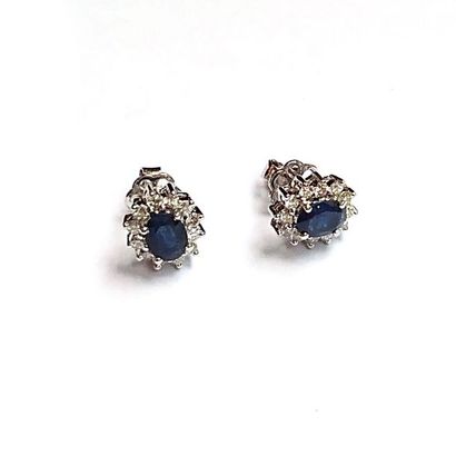 PAIRE DE BOUTONS D'OREILLE en or gris18k...