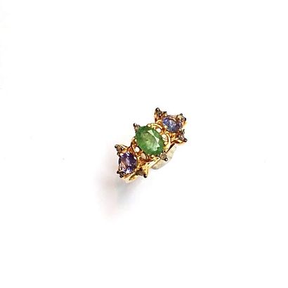 BAGUE en argent doré (vermeil) 925/°° ornée...