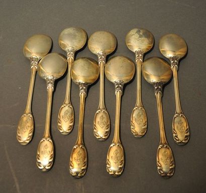 NEUF CUILLERS A GLACE en argent (925/°°)....