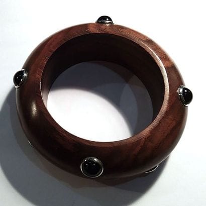 BRACELET JONC en bois exotique réhaussé de...
