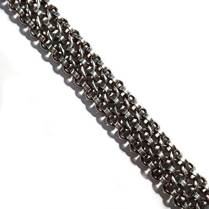 BRACELET large articulé en argent (925/°°),...