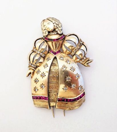 BROCHE de revers représentant une courtisane,...