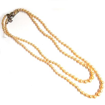 COLLIER 2 rangs de perles de culture en chute

Fermoir...