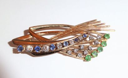 BROCHE en or 18k (750/°°) en forme d'épis...
