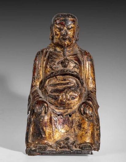 Lao-Tseu assis, en bronze. Ming, XVIIe siècle....