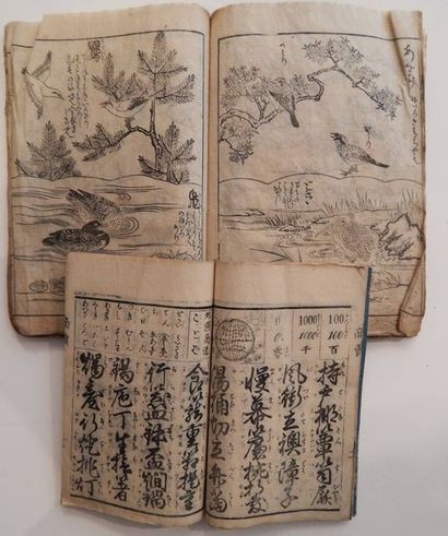 Deux livres en sumi-e: oiseaux et animaux...