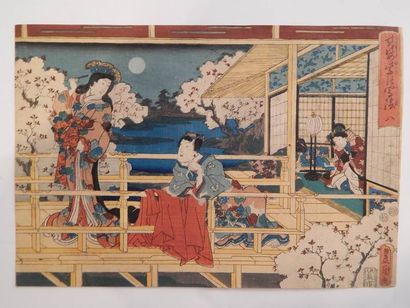 Estampe oban yoko-e de TOYOKUNI III: série...