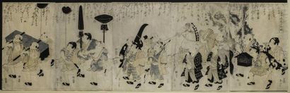 Eizan (1787-1887), pentaptyque, oban tate-e,...