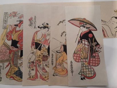 Kiyomitsu,shigenadja, Toshinobu,cinq estampes...