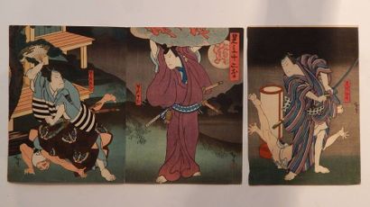Hirosada, trois chuban.Ecole de Osaka. Vers...