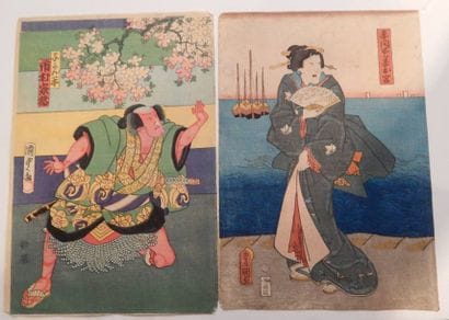 Toyokuni et Kunisada, deux estampes : jeune...